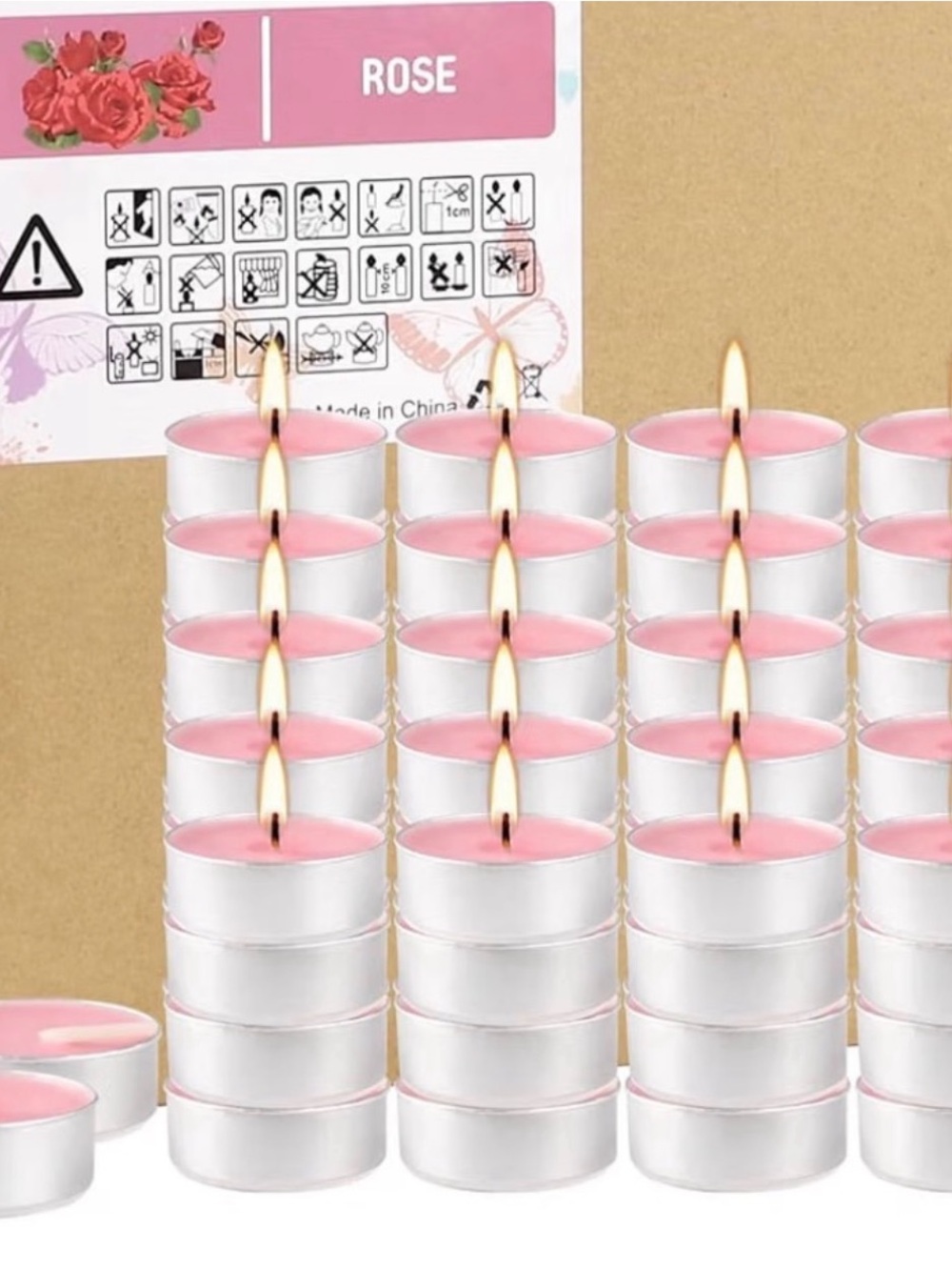 Rose Scented Pink Rose scented Tealight Candles - Bulk Pack set of 50